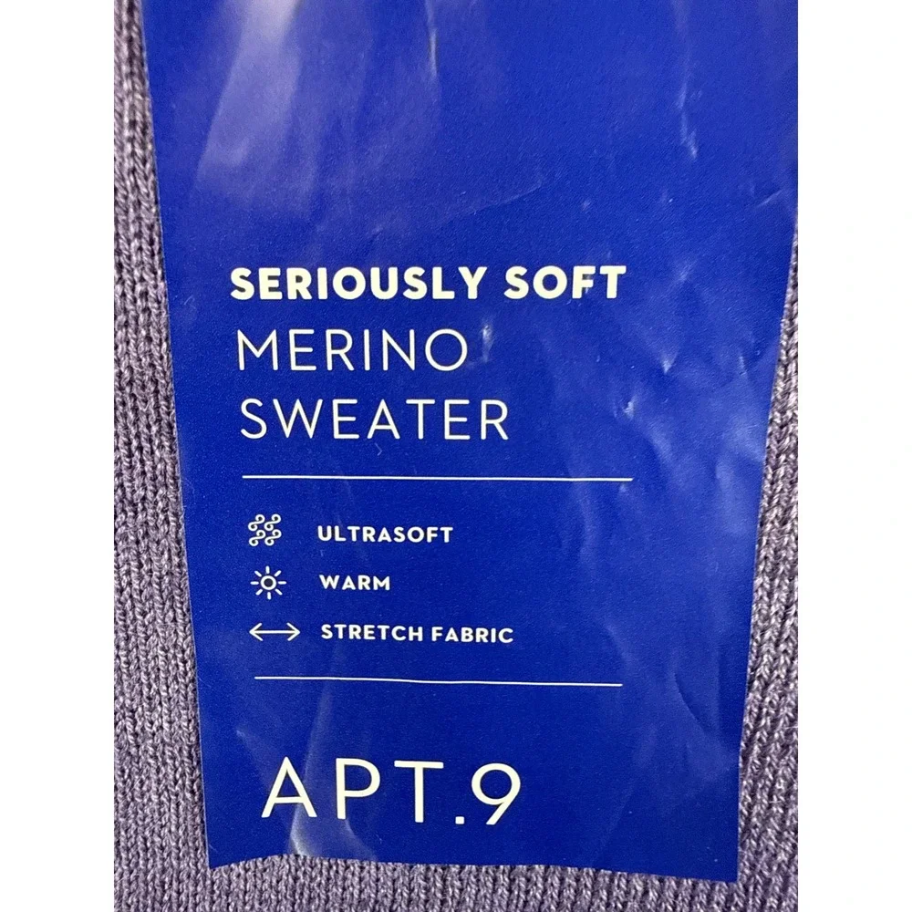 NWT Apt 9 V-Neck Seriously Soft Merino Wool Blend Sweater Mens XL Purple Hipster